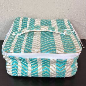Jen & Co Teal White Gold Woven 4 Piece Travel Set NWT